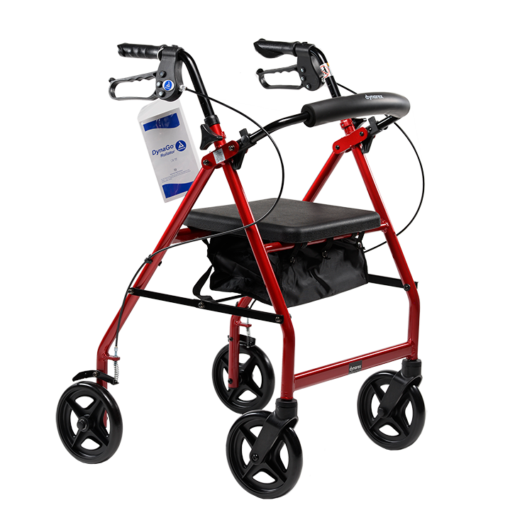 DynaGo Quad 8 rollator red 7.5 inch wheels