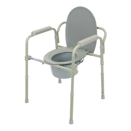 Elongated Folding Bedside Commode, Collapsible Bucket