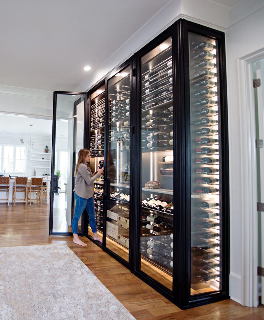 Accucold Reverse door swing on full-sized glass door wine cellar