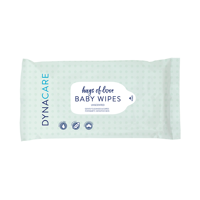 Dynarex Hugs of Love Baby Wipes unscented w/ Sticker Seal