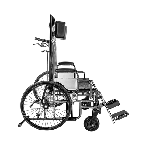Dynarex Bari+Max bariatric reclining wheelchair reclined with elevating leg rests raised