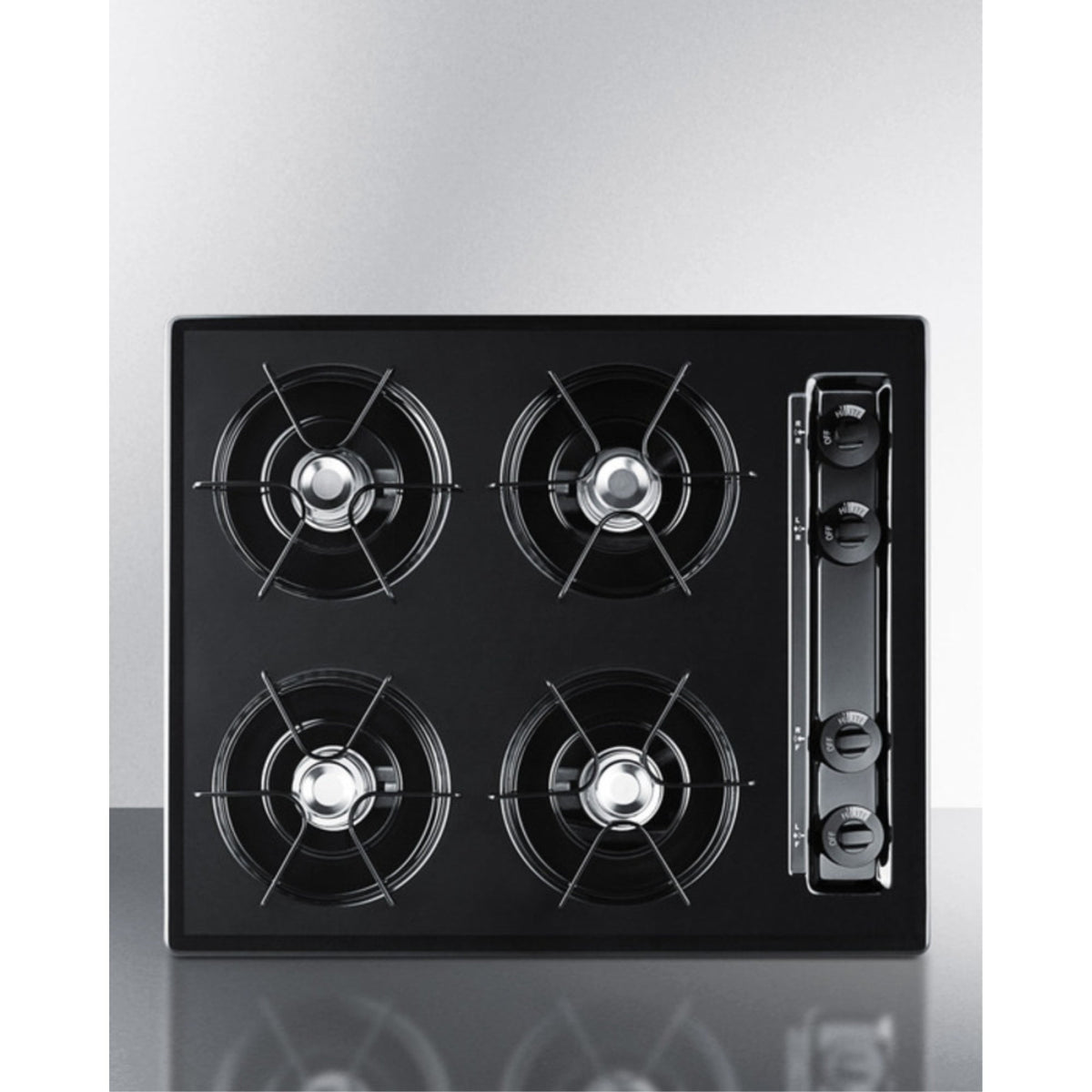 Accucold 24" Wide Open Burner Gas Cooktop in Bisque with Battery Start Ignition