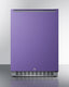 Built-in undercounter ADA compliant all-refrigerator with lavender purple door, stainless steel handle, black cabinet, d