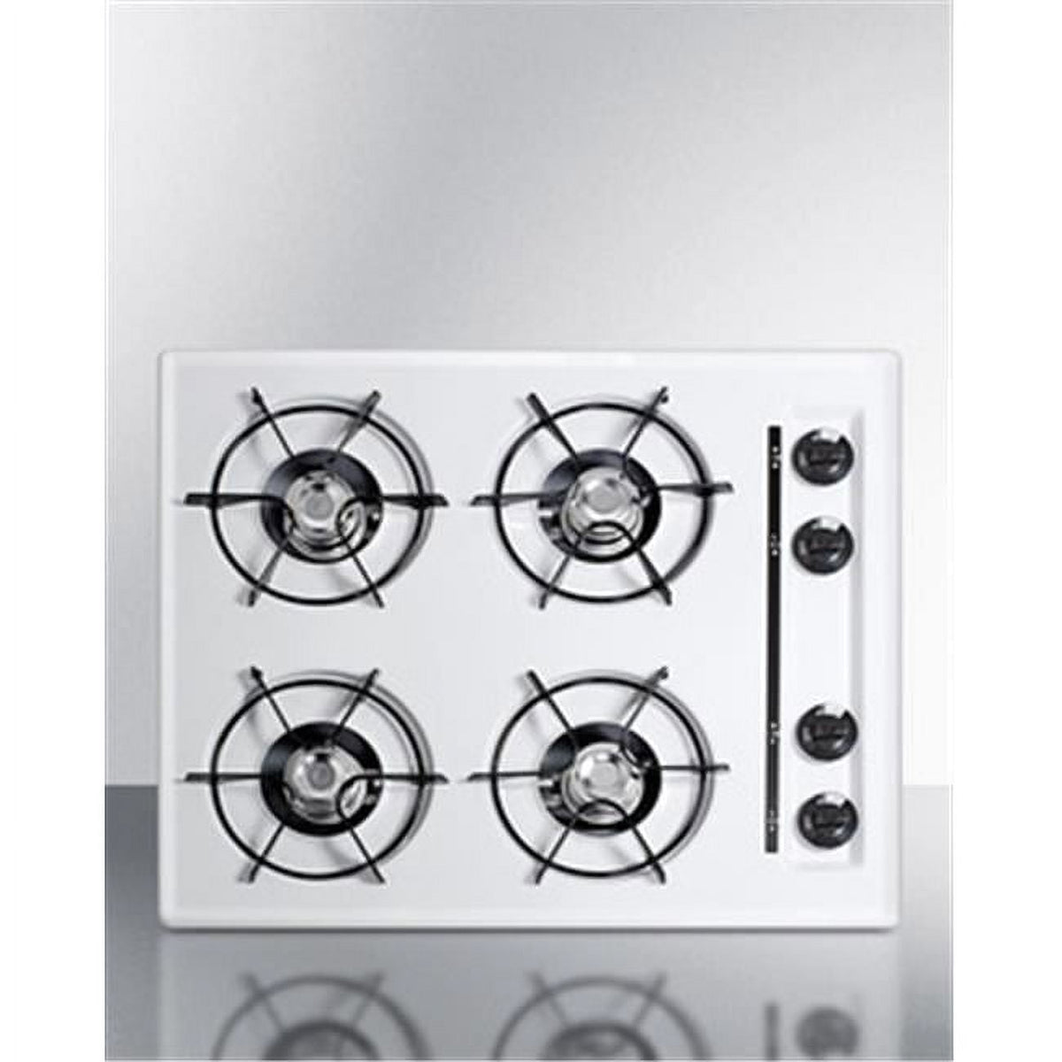 Accucold 24" Wide Open Burner Gas Cooktop in White with Spark Ignition