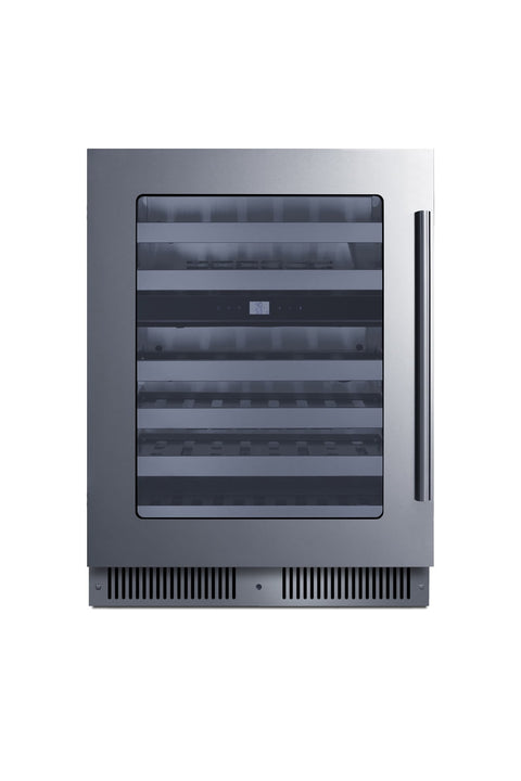 Accucold 24" Wide Premium Dual Zone Undercounter Wine Cellar with Panel-ready Glass Door (Model CL244WC2PNRLHD)