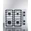 24" wide gas cooktop with four sealed burners, white porcelain surface, and cast iron grates; made in the USA