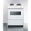 24" wide electric coil top range in white with oven window and high backguard