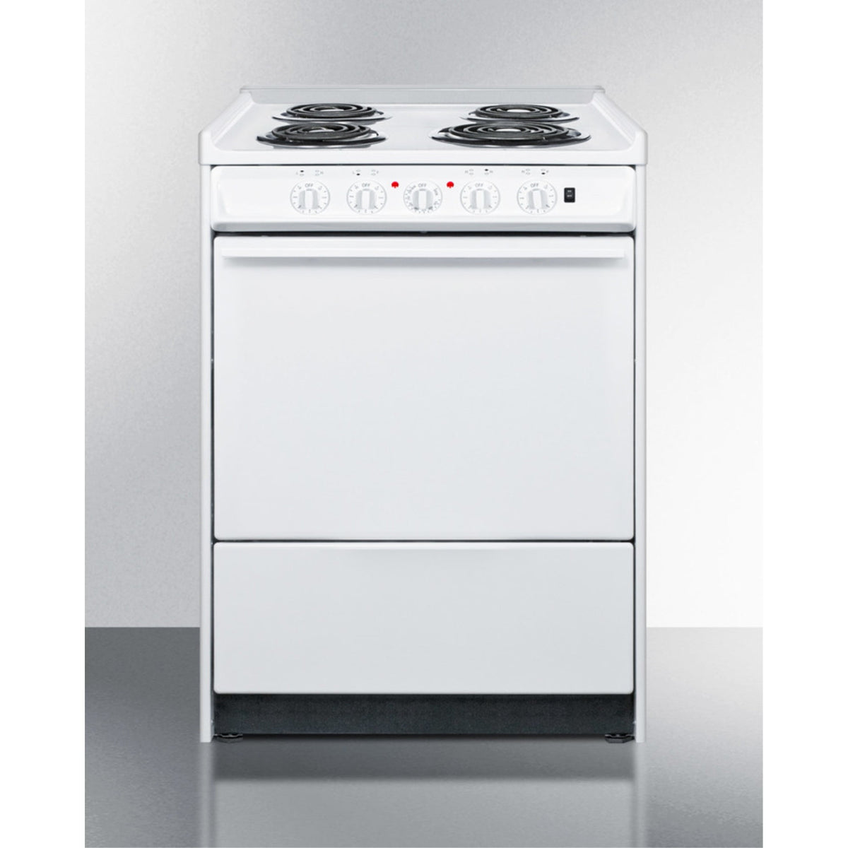 Accucold 24" Wide Slide-in Style Electric Coil Top Range in White with Oven Window (Model WEM610W)