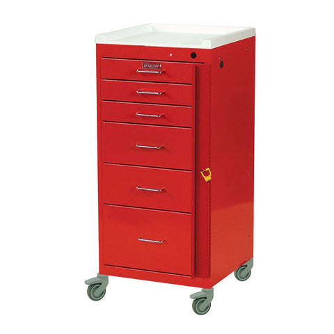Harloff Mini Line 6 Drawer Cart (Tall Cabinet) with Breakaway Lock, 100 Breakaway Seals. 3-3", 2-6", 1-9" Drawers. 3"