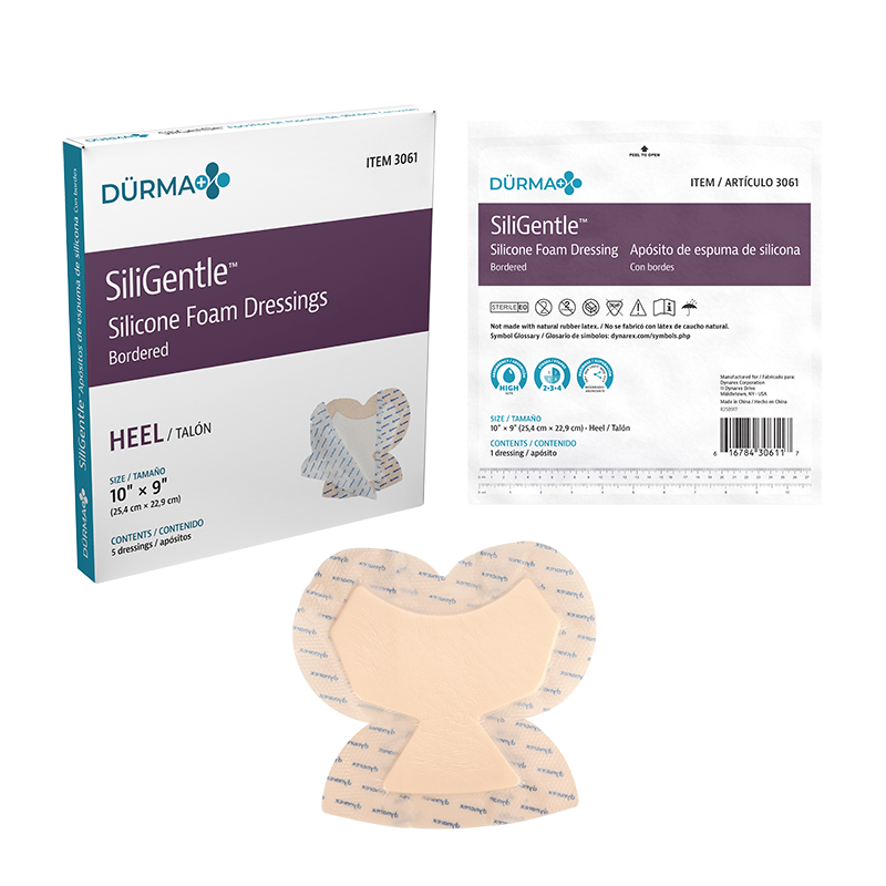 Dynarex SiliGentle - Silicone Bordered Foam Dressing Heel