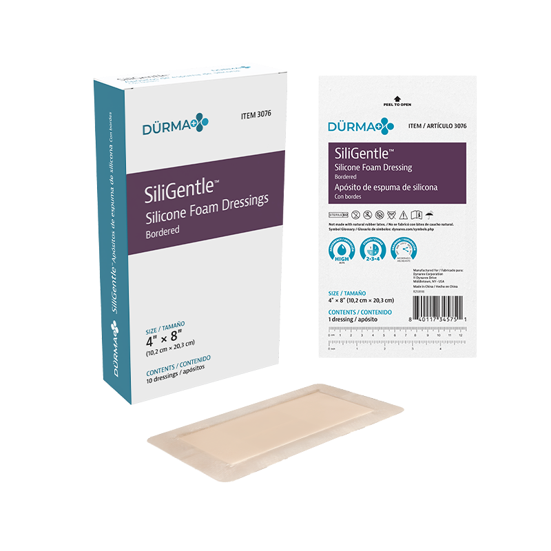 SiliGentle - Silicone Bordered Foam Dressing, 4" x 8"