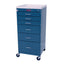 Mini Line 6 Drawer Key Locking Cart (Tall Cabinet); 3-3", 2-6", 1-9" Drawers and Accessory Package: 2-Tier Raised Back R