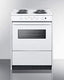 24" wide smooth top electric range in slide-in style and white finish, with storage drawer and large oven window in blac
