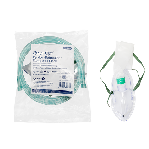Dynarex Non-Rebreather Elongated Mask w/ 7' (2.1 m) tubing, 1000 ml
