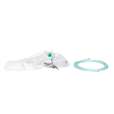 Non-Rebreather Elongated Mask w/ Safety Vent w/ 7' (2.1 m) t, Adult/Universal Connector