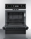 Gas wall oven in black finish with electronic ignition, digital clock/timer, and oven window for cutouts 22 3/8" wide by