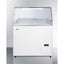 Commercial dipping cabinet with pre-installed sneeze guard, sliding glass lid, digital thermostat, and ice cream tub hol
