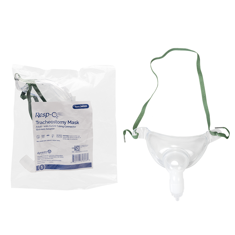 Dynarex Tracheostomy Mask w/ Swivel Tubing Connector 5.4 mm Adaptor