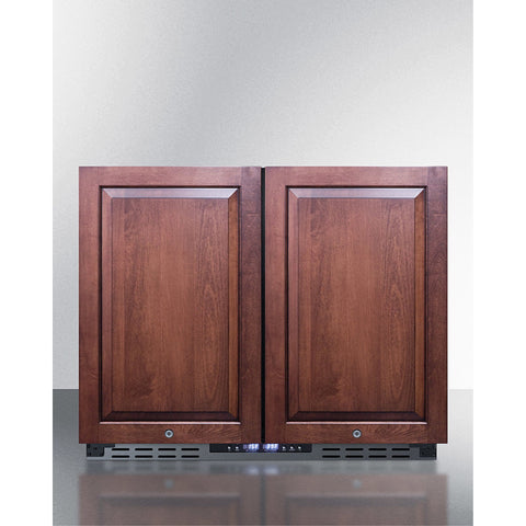 Accucold 36" Wide Frost-free Side-by-side Undercounter Refrigerator-freezer Black Cabinet, Panel-ready Doors, and