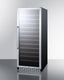 102 bottle single-zone wine cellar with glass door, digital thermostat, and black cabinet