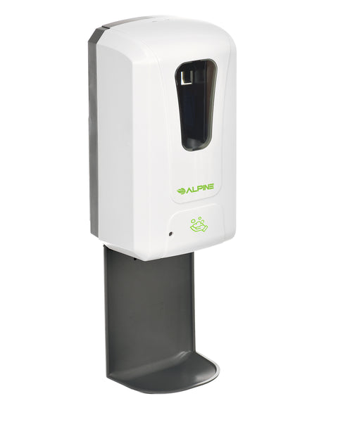 Alpine Automatic Hands-Free Foam Hand Sanitizer/Soap Dispenser with Drip Tray, 1200 mL, White