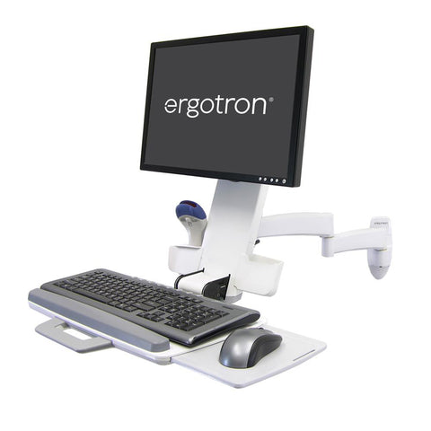 Harloff Ergotron Arm with Monitor Mount and Keyboard Tray, Left Side Mount on MDS Carts