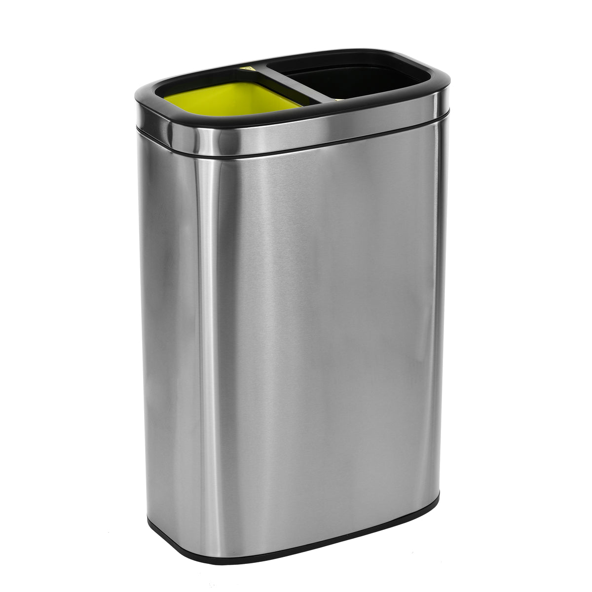 Alpine 40 LITER / 10.5 GAL SLIM BRUSHED STAINLESS STEEL OPEN TRASH CAN DUAL COMPARTMENT