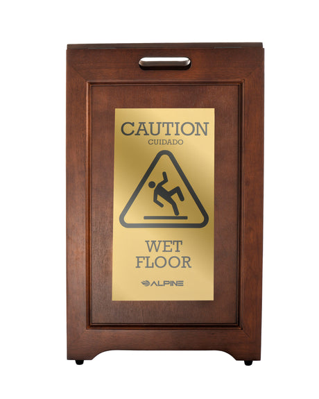 Alpine Industries 2-Sided Brass Plated Wet Floor Sign