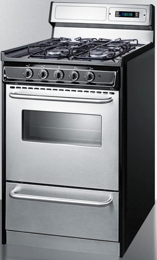 Accucold 20" Wide Sealed Burner Gas Range in Stainless Steel with High Backguard