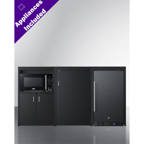Accucold 64" Wide Casework Suite with Refrigerator, Microwave, and Cabinets (Model CWSUITE64R)