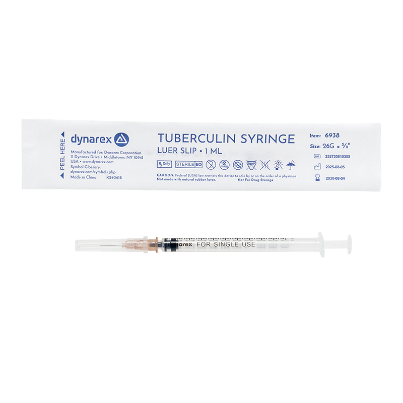 Tuberculin Non-Safety Syringe - Luer Slip 26G, 3/8" Needle, 1 cc