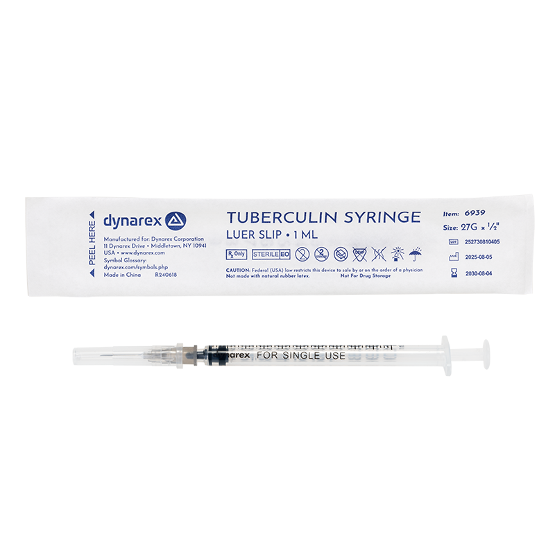 Tuberculin Non-Safety Syringe - Luer Slip 27G, 1/2" Needle, 1 cc