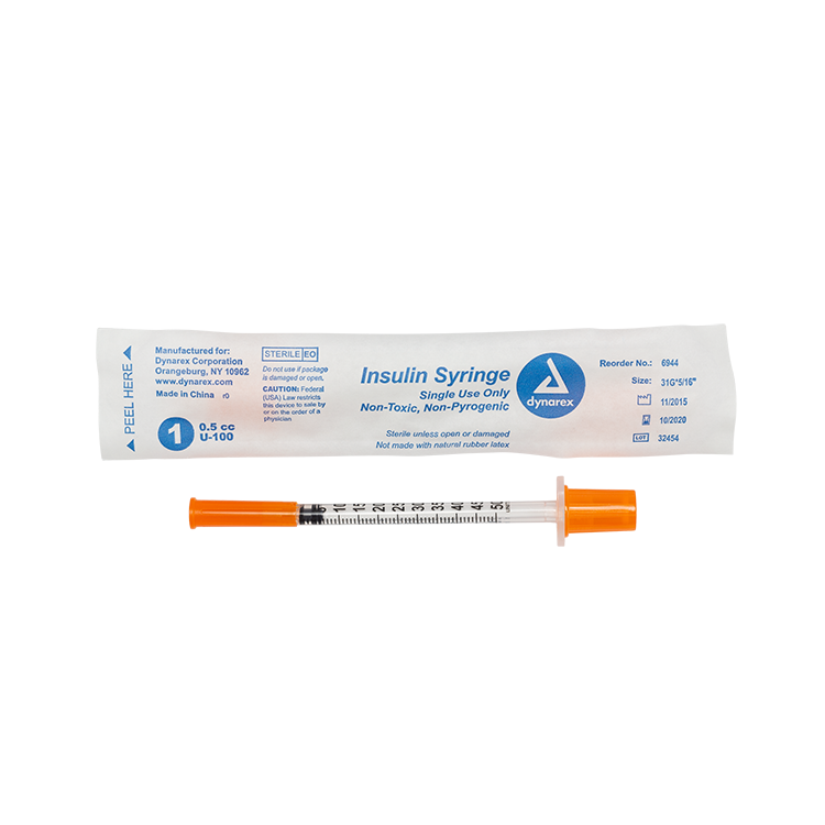 Insulin Syringe - Non-Toxic - Individual Wrapped 27G, 1/2" Needle, 0.5 cc