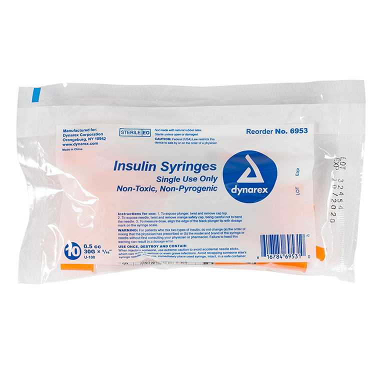 Insulin Syringe - Non-Toxic 30G, 5/16" Needle, 0.5 cc