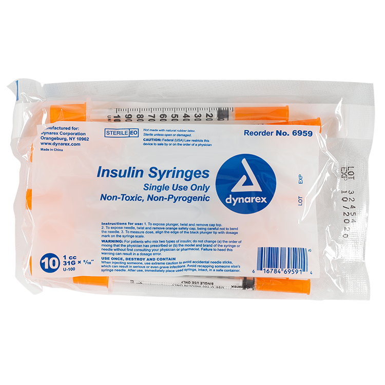 Insulin Syringe - Non-Toxic 31G, 5/16" Needle, 1 cc