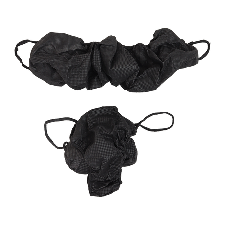 Bra and Thong Kit, Disposable, Black, one size fit most