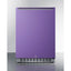 ADA height 24" all-refrigerator for residential use with lavender purple door, stainless steel handle, and white cabinet