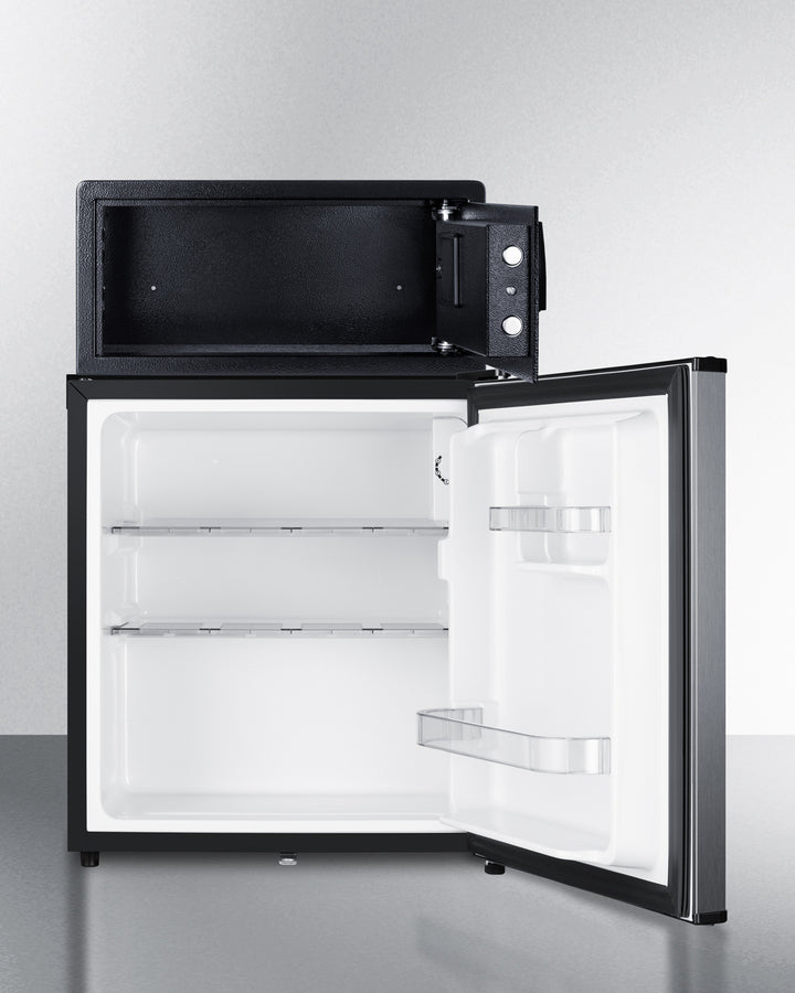 Accucold Stainless steel door minibar, hotel safe, and stacking kit (Model MBSAFESSLHD)