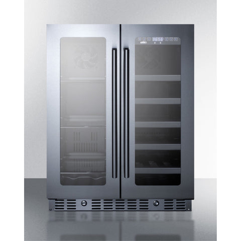 Accucold ADA compliant built-in or freestanding dual zone wine/beverage center with French door swing and seamless