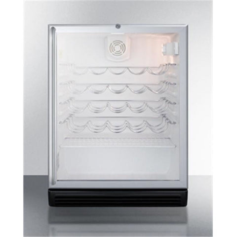 Accucold Commercially approved wine cellar for freestanding use with glass door, lock, and black cabinet (Model SWC6GBL)