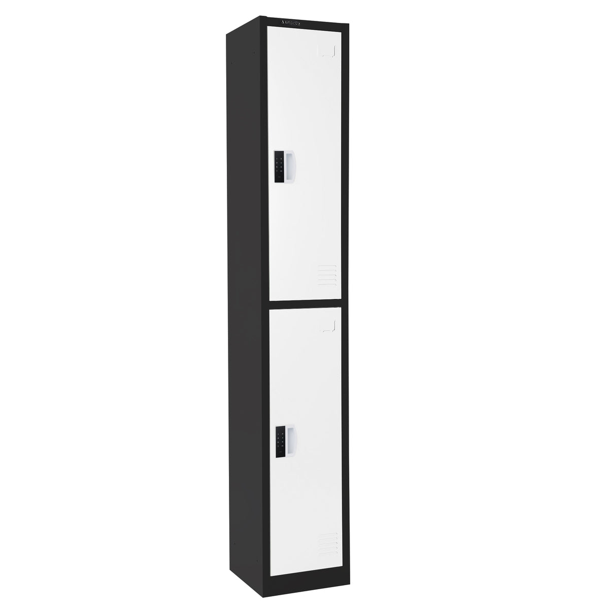 72" H x 12" W 2-Tier Steel Storage Locker with Digital Lock, Black