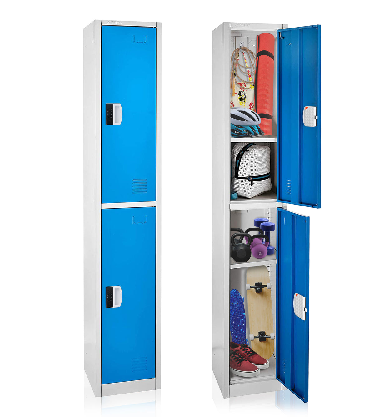 72" H x 12" W 2-Tier Steel Storage Locker with Digital Lock