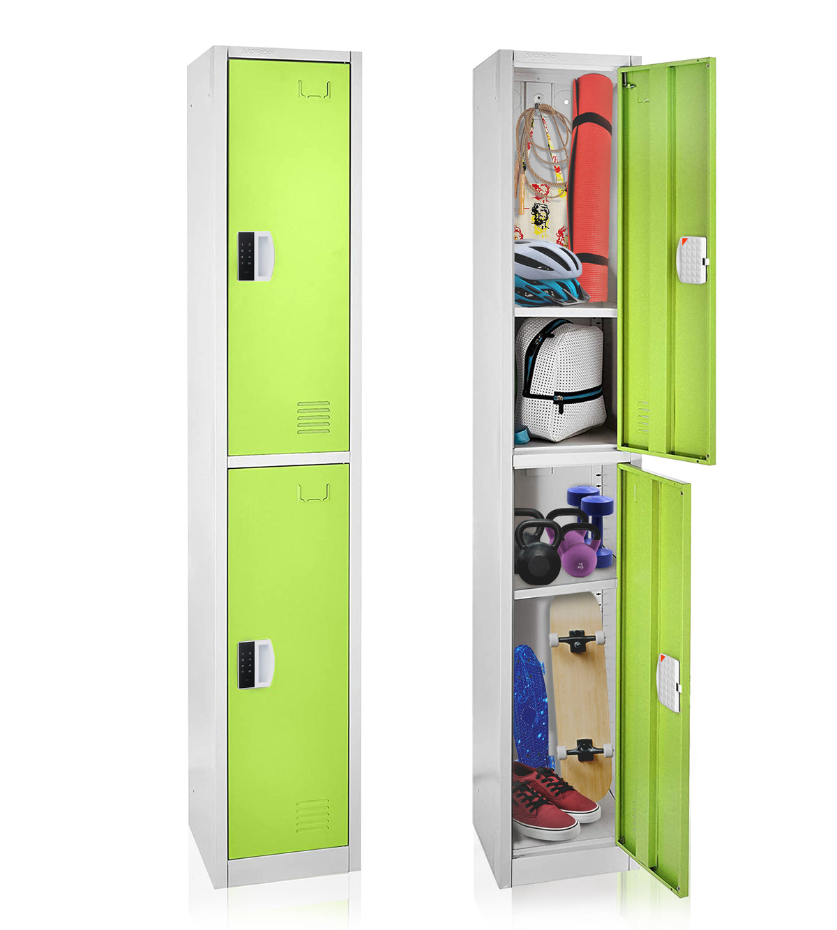 72" H x 12" W 2-Tier Steel Storage Locker with Digital Lock