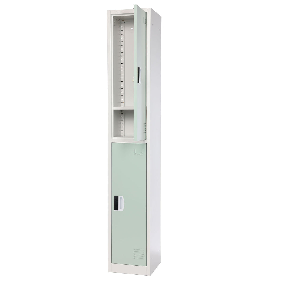 72" H x 12" W 2-Tier Steel Storage Locker with Digital Lock, Misty