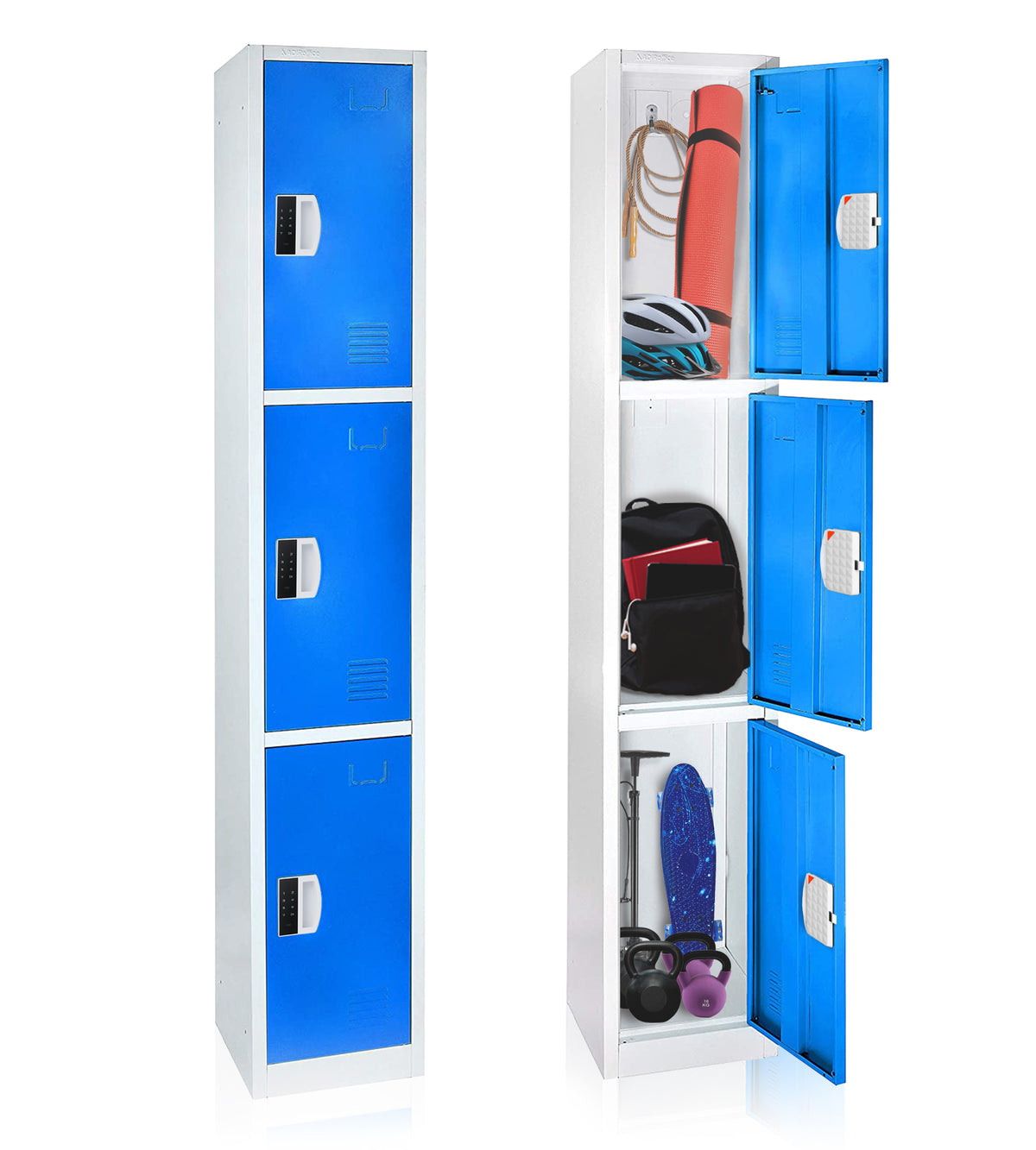 72" H x 12" W Triple Tier Steel Storage Locker with Digital Lock
