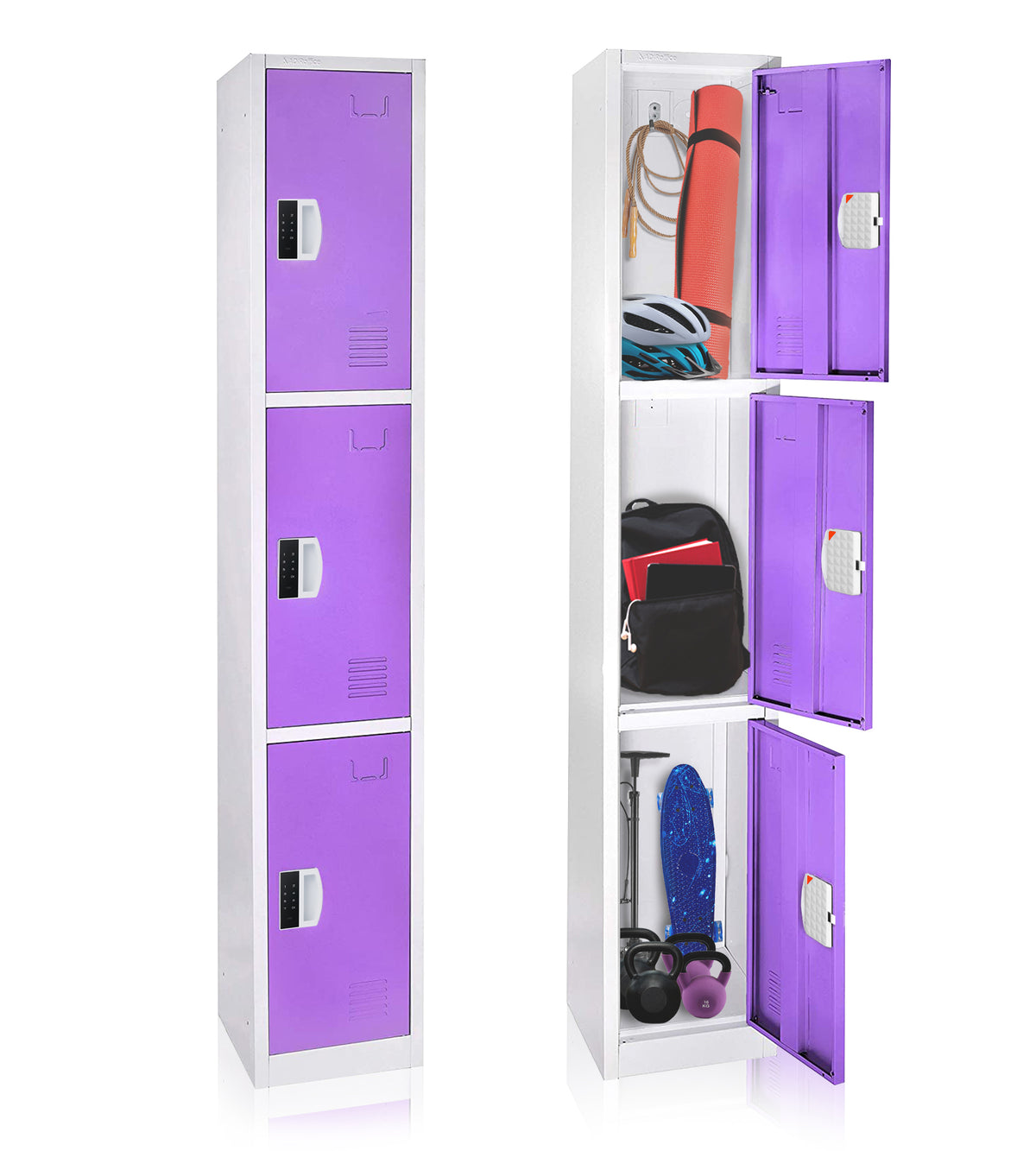 72" H x 12" W Triple Tier Steel Storage Locker with Digital Lock