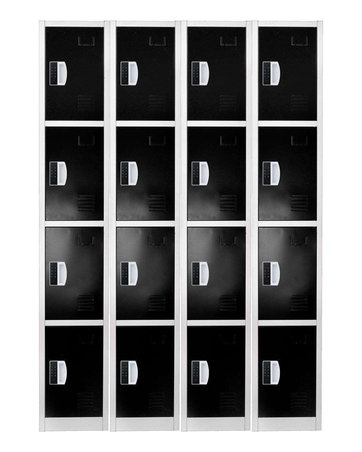 72" H x 12" W 4-Tier Steel Storage Locker with Digital Lock, Black,