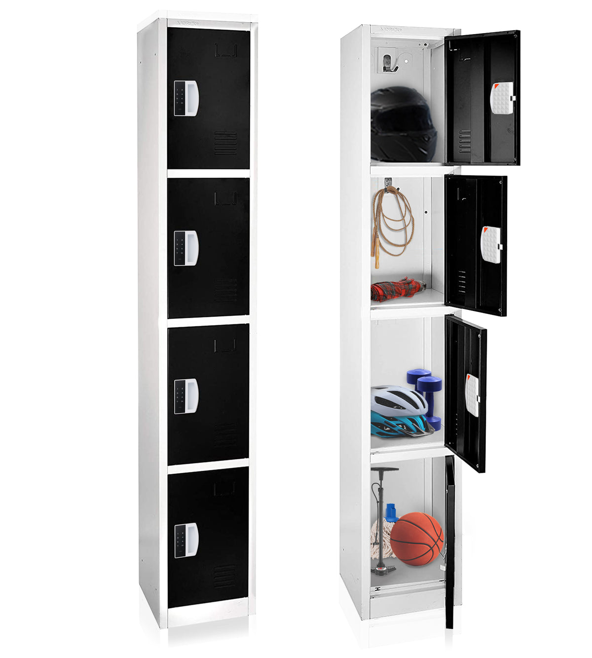 72" H x 12" W 4-Tier Steel Storage Locker with Digital Lock