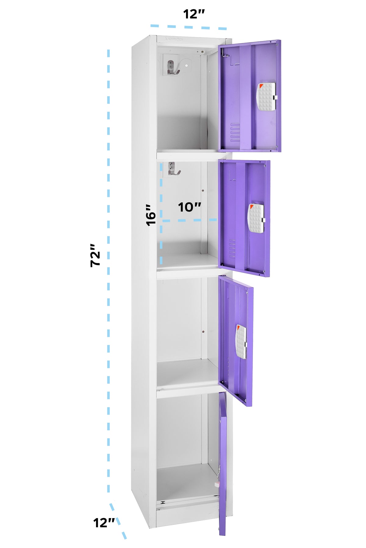 72" H x 12" W 4-Tier Steel Storage Locker with Digital Lock