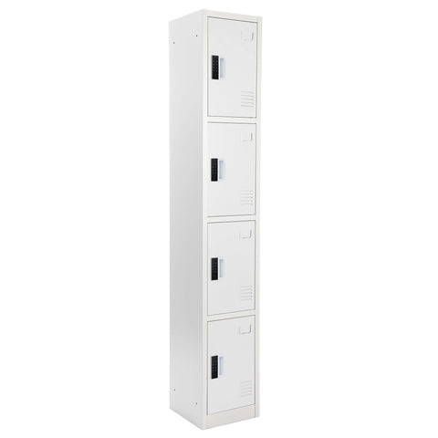 72" H x 12" W 4-Tier Steel Storage Locker with Digital Lock, White,